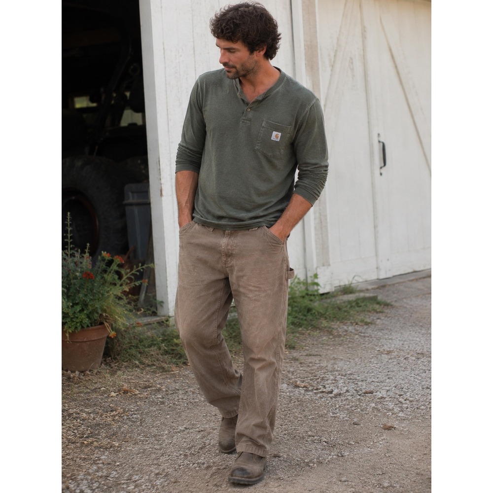 Carhartt B324 DKH Mens Relaxed Fit Carpenter Pants Dark Khaki 38x30 Cotton